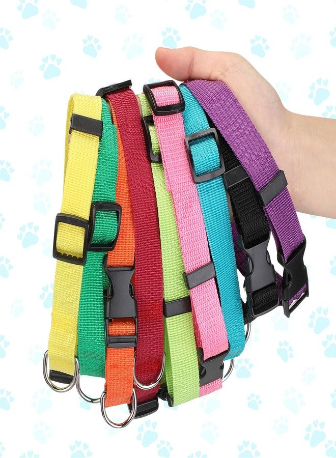 Perthlin 9 Pieces Adjustable Dog Collar for Animal, Soft Nylon Pets Puppy Collar with Quick Release Buckle Holder Bulk for Dogs Walking Running Training(Medium,Bright Colors) - Image 4